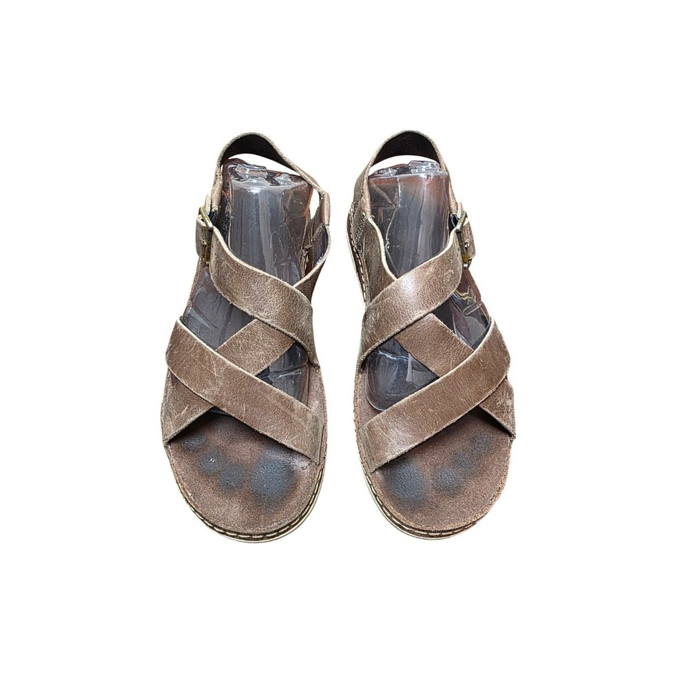 Chaco Women's 6 Brown Leather Criss-Cross Strap Sandals Adjustable Buckle Closur
